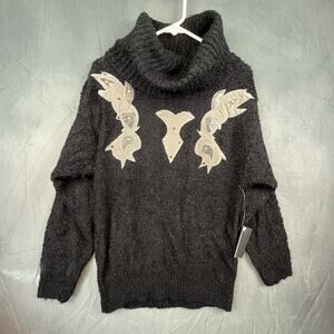 Le Chois Sweater NWT! Chunky Neck Embellished Geometric Accent Oversized Witchy